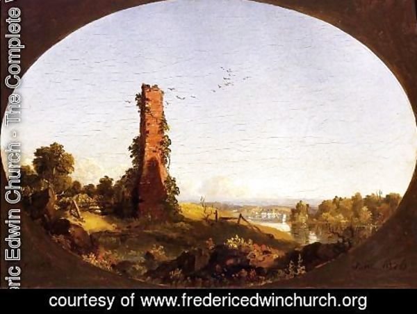 Frederic Edwin Church - New England Landscape With Ruined Chimney